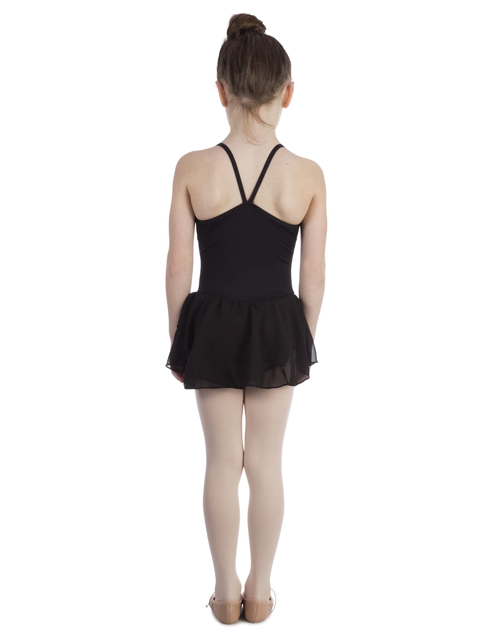 Elowel Basic Skirted Camisole Girls Gymnastics Leotards – Dance Leotard for Ballet, Cheerleading, Exercise, Costumes – Black Leotard for Girls - Size 2-14 Years