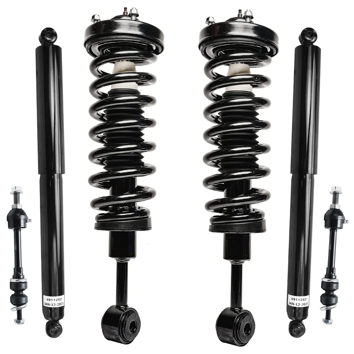 Detroit Axle - 6pc Struts Shocks Kit for 4WD 05-08 Ford F-150, Lincoln Mark LT 2005 2006 2007 2008 Complete 2 Struts with Coil Spring 2 Sway Bars 2 Rear Shock Absorbers Replacement Struts Assembly