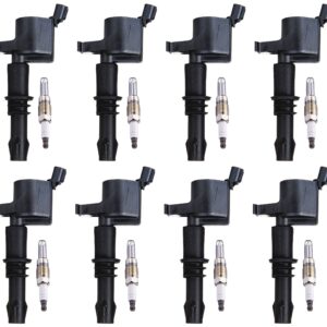 ENA 8 Ignition Coil Pack and Platinum Spark Plug Set 2005-2008 Compatible with Ford Expedition Explorer F150 F250 F350 F450 F550 Super Duty Navigator Mark 5.4L 4.6L 6.8L Replace# DG511 SP515 SP546