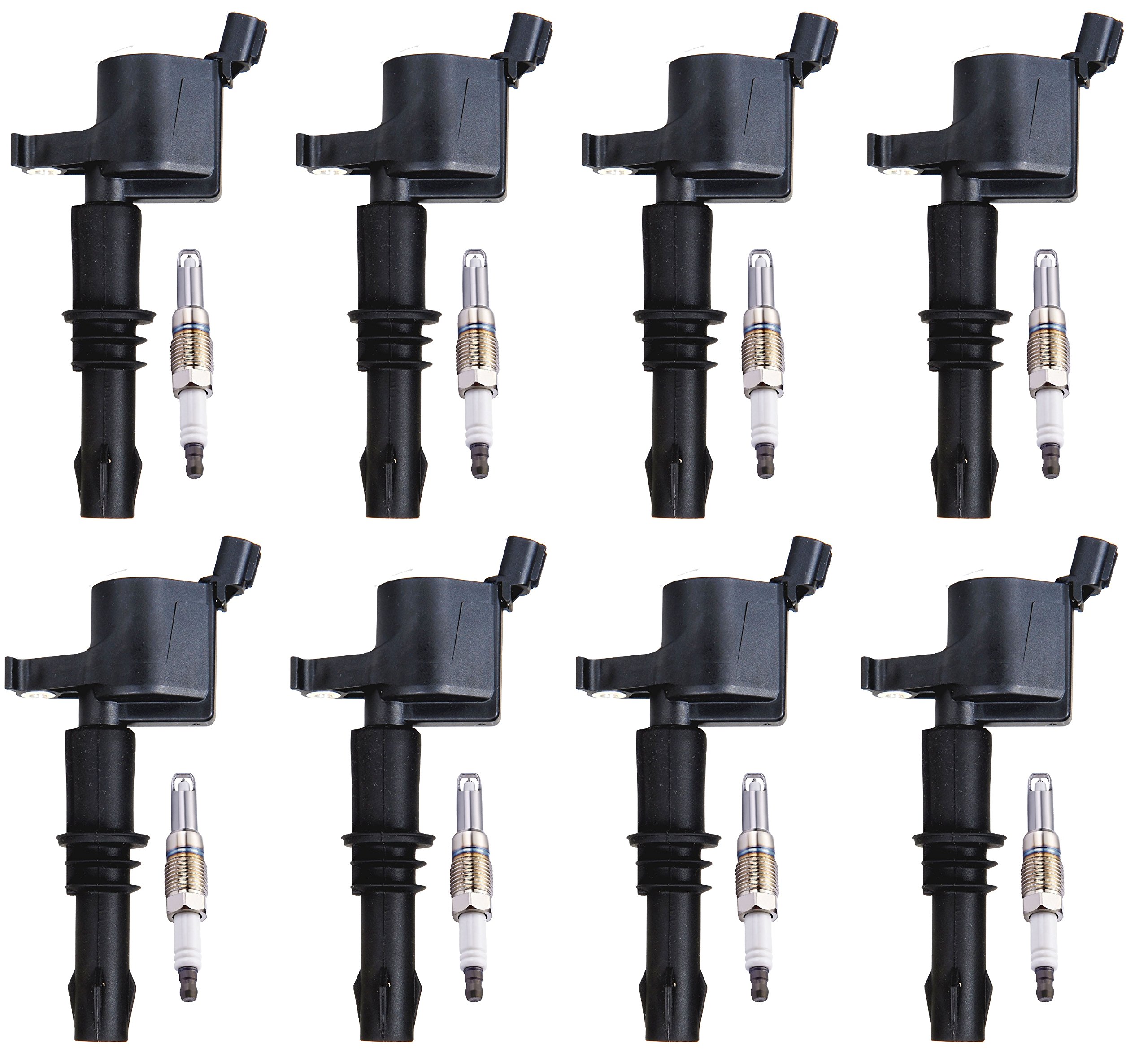 ENA 8 Ignition Coil Pack and Platinum Spark Plug Set 2005-2008 Compatible with Ford Expedition Explorer F150 F250 F350 F450 F550 Super Duty Navigator Mark 5.4L 4.6L 6.8L Replace# DG511 SP515 SP546