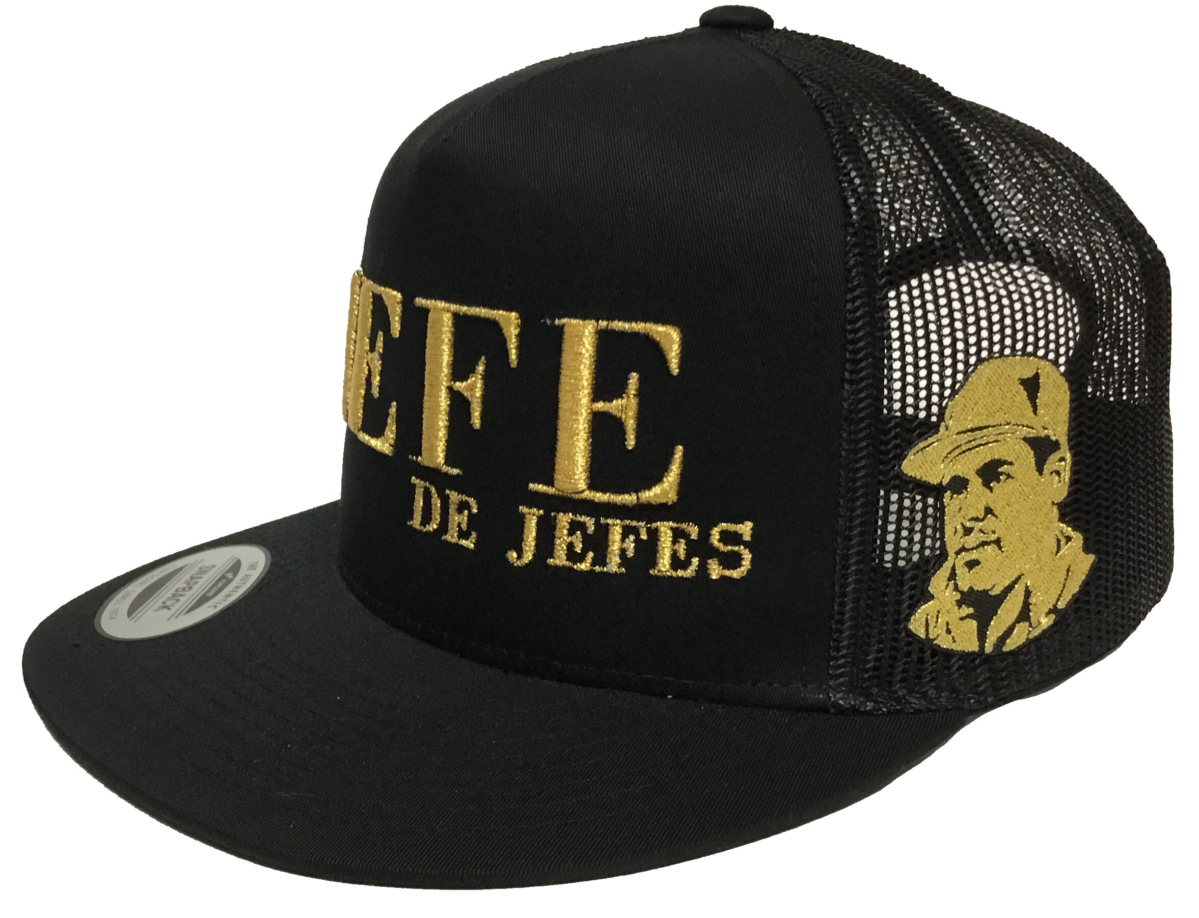 EL JEFE DE JEFES EL Chapo Guzman 2 Logos HAT MESH Black