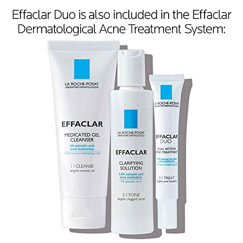 La Roche-Posay Effaclar Duo Dual Action Acne Spot Treatment Cream with Benzoyl Peroxide Acne Treatment for Acne and Blackheads, Lightweight Sheerness, Safe For Sensitive Skin ,0.7 Fl Oz