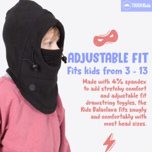 Tough Headwear Kids Winter Hat with Mask - Ski Mask for Kids - Ninja Kids Balaclava & Winter Face Mask for Kids w/Hood - Balaclava Black