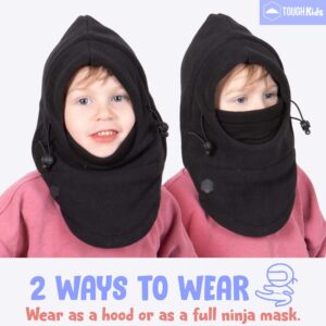 Tough Headwear Kids Winter Hat with Mask - Ski Mask for Kids - Ninja Kids Balaclava & Winter Face Mask for Kids w/Hood - Balaclava Black