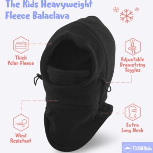 Tough Headwear Kids Winter Hat with Mask - Ski Mask for Kids - Ninja Kids Balaclava & Winter Face Mask for Kids w/Hood - Balaclava Black