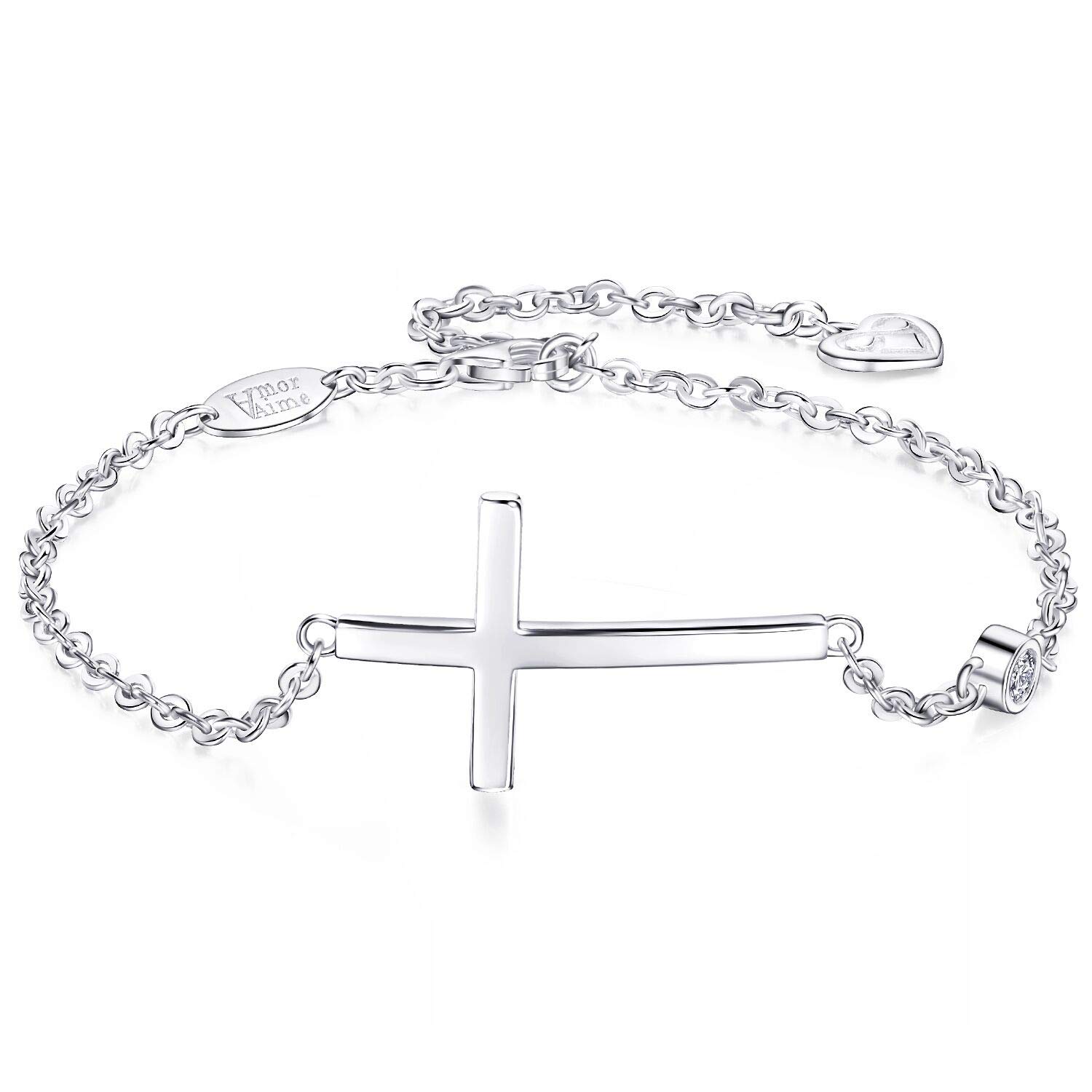 AmorAime 925 Sterling Silver Cross Bracelet for Women Faith Bracelet Religious Christian Believe Faith Bracelet for Festival, Vacation or Holiday