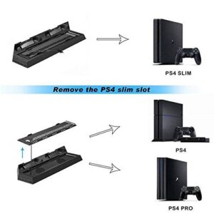 OSTENT Dual Controller Charger Cooling Fan USB Hub Vertical Stand for Sony PS4/Slim/Pro Console