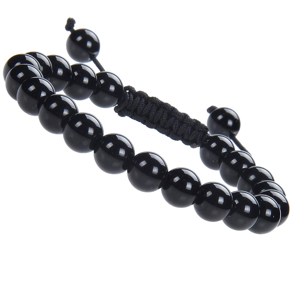 MASSIVE BEADS Black Onyx Beads, 8MM Semi-Precious Gemstones Adjustable Bracelet,Unisex (Onyx, 8mm)