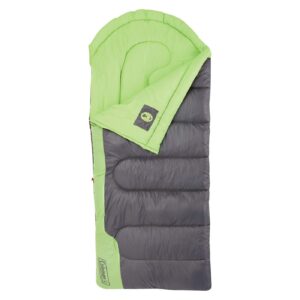 coleman raymer 40 degree tall sleeping bag, green/gray - 100% polyester