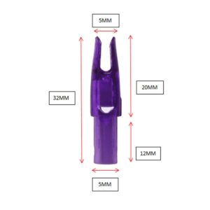 Letszhu Hunting Archery Arrows Nocks 6.20mm/.244” Insert Diameter Tail for Compound Recurve Bow (50 Pack) (Transparent Purple)