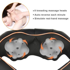 TRIDUCNA Neck Back Massager with Heat, Shiatsu Electric Deep Tissue with 3D Kneading Massage, 3 Intensity Levels, Muscle Pain Relief for Back,Neck,Shoulder,Legs, Gifts for Her/Him/Friend/Mom/Dad