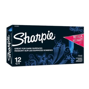 sharpie metallic permanent markers, fine point, sapphire, 12-count permanent marker (2029665)