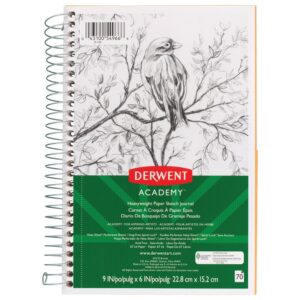 derwent academy paper sketch journal, wirebound, 70 sheets, 9" x 6", heavyweight (54966), white