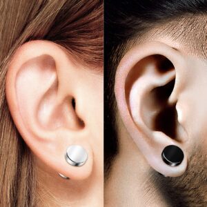 BIG GAUGES 2 Pairs Stainless Steel 16g Gauge 1.2mm Fake Plugs Black Anodized Piercing Jewelry Earring Lobe Screw Studs BG0671