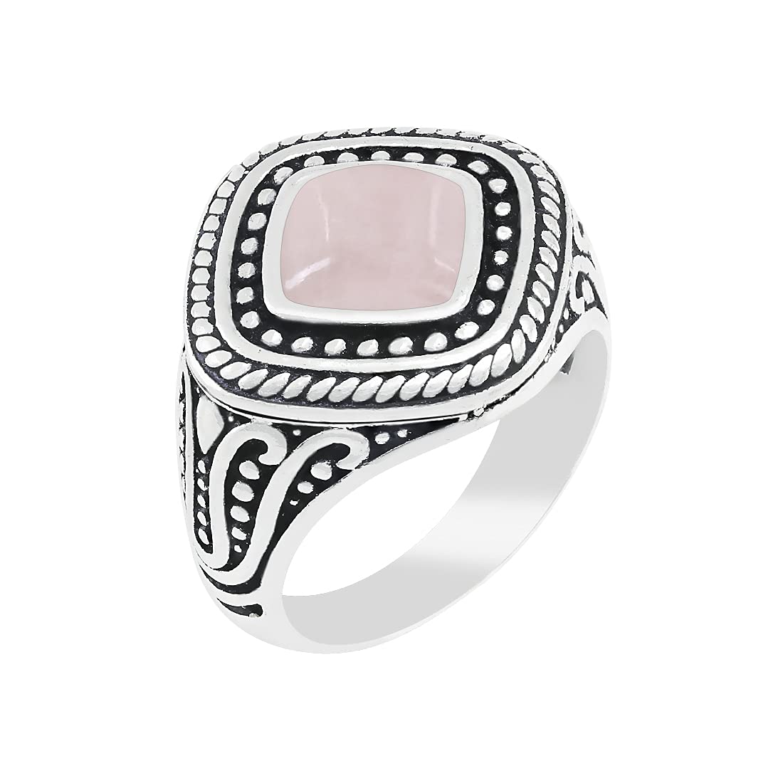 1.90Cts Natural Rose Quartz 925 Silver Plated Solitaire Ring Size 9 For Women, Pink Stone January Birthstone Ring Jewelry