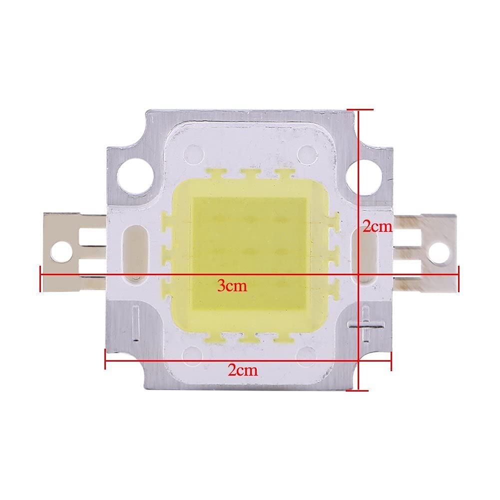 Acogedor 10Pcs 10W LED Cool White SMD Chip COB DC 9-12V for Lamp Flood Light Bulb Replacement (Cool White)