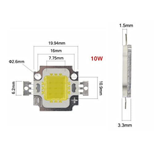 Acogedor 10Pcs 10W LED Cool White SMD Chip COB DC 9-12V for Lamp Flood Light Bulb Replacement (Cool White)