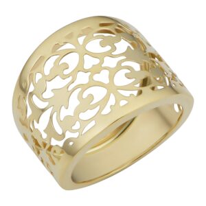 kooljewelry 14k yellow gold filgree cigar band ring (size 7)