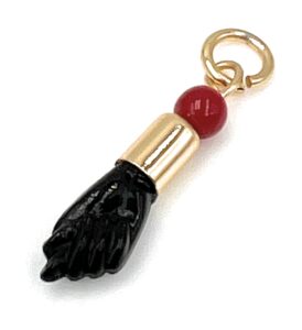 dainty gold plated azabache figa hand protection jewelry - black