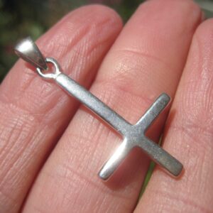 Himalayan Treasures Small 925 Sterling Silver Inverted Petrine Satanic Cross Pendant Free Chain