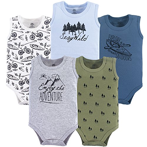 Yoga Sprout Cotton Bodysuit, 5 Pack, Adventure, 3-6 Months