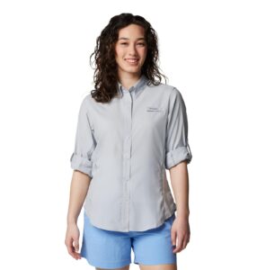 columbia women’s pfg tamiami™ ii long sleeve shirt, cirrus grey, large