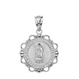 Sterling Silver Religious Our Lady of Guadalupe Miraculous Round Medal Pendant