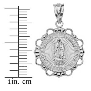 Sterling Silver Religious Our Lady of Guadalupe Miraculous Round Medal Pendant