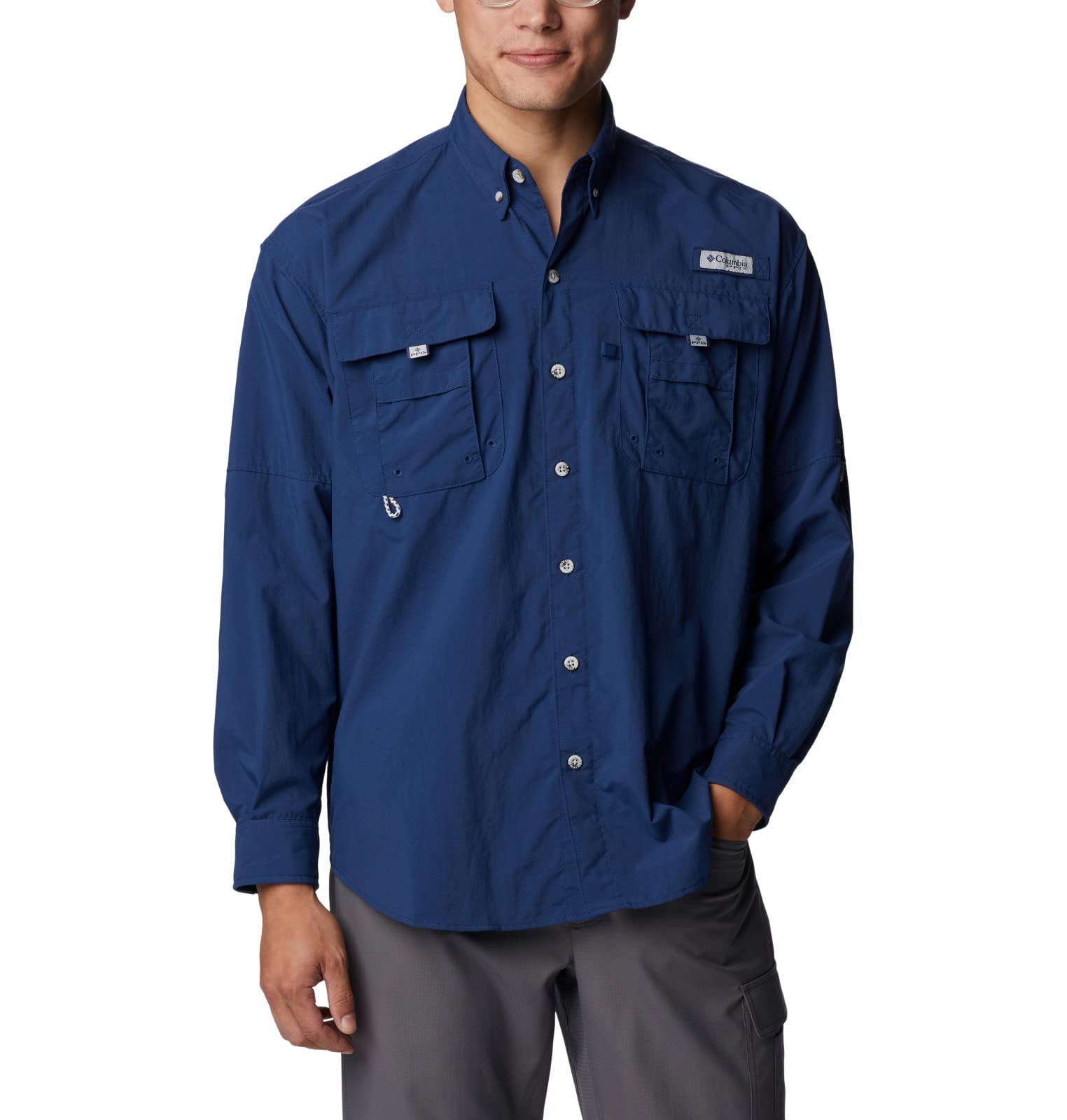 Columbia Men's PFG Bahama II Long Sleeve Shirt, Breathable with UV Protection, Carbon, Large