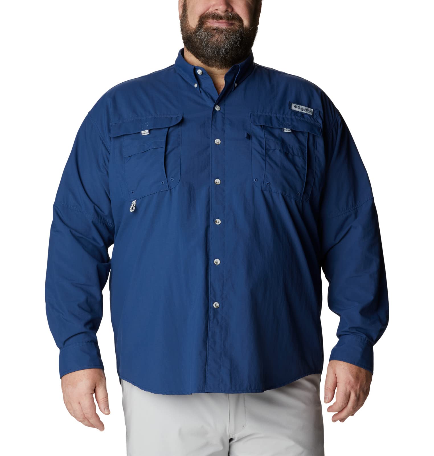 Columbia Men's PFG Bahama II Long Sleeve Shirt, Breathable with UV Protection, Carbon, Large