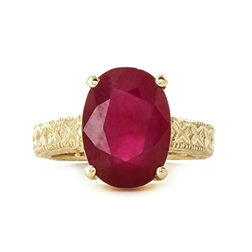 Galaxy Gold GG 14k Solid Gold Filigree Ring Oval Shape Ruby 5277 (Yellow-Gold, 5.5)