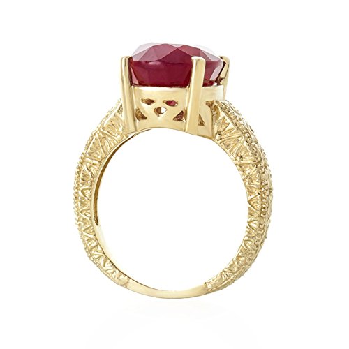 Galaxy Gold GG 14k Solid Gold Filigree Ring Oval Shape Ruby 5277 (Yellow-Gold, 5.5)