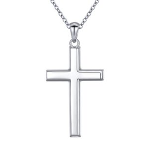 DAOCHONG S925 Sterling Silver Cross Communion Baptism Easter Pendant Necklace for Women Men Teen Jewelry