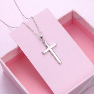 DAOCHONG S925 Sterling Silver Cross Communion Baptism Easter Pendant Necklace for Women Men Teen Jewelry