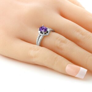 Gem Stone King 925 Sterling Silver Purple Amethyst Ring For Women (1.25 Cttw, Oval Gemstone Birthstone Available in size 5, 6, 7, 8, 9)