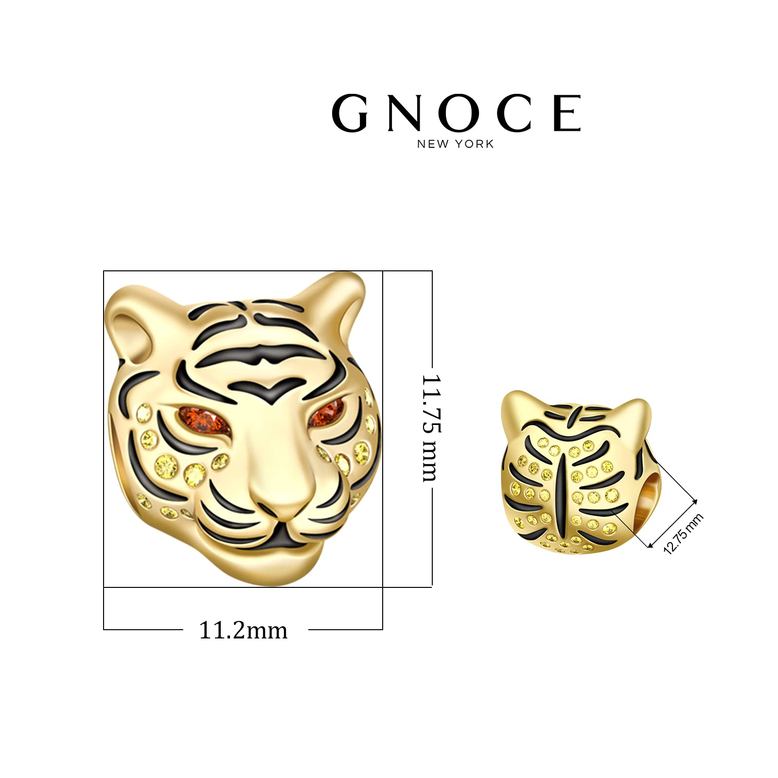 GNOCE Women's Animal Charms for Bracelets 925 Silver Charm Bead for Fit US European Bracelet Necklace Gift (Tiger)