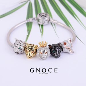 GNOCE Women's Animal Charms for Bracelets 925 Silver Charm Bead for Fit US European Bracelet Necklace Gift (Tiger)