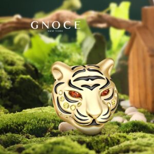 GNOCE Women's Animal Charms for Bracelets 925 Silver Charm Bead for Fit US European Bracelet Necklace Gift (Tiger)