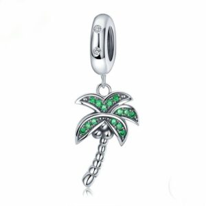 palm tree dangle charm 925 sterling silver summer vacation charm beads for bracelet & necklace