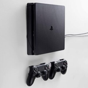 floating grip wall mount compatible with ps4 slim/playstation 4 slim (bundle: fits ps4 slim + 2x controllers)