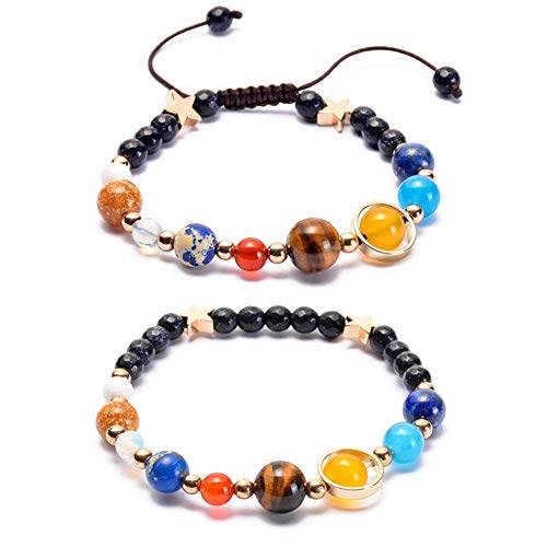 Solar System Bracelet the Eight Planets Guardian Star Earth Space Universe Galaxy Gemstone Beads Bracelet