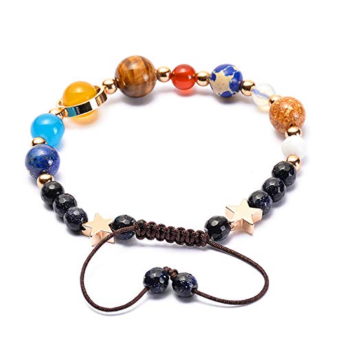 Solar System Bracelet the Eight Planets Guardian Star Earth Space Universe Galaxy Gemstone Beads Bracelet