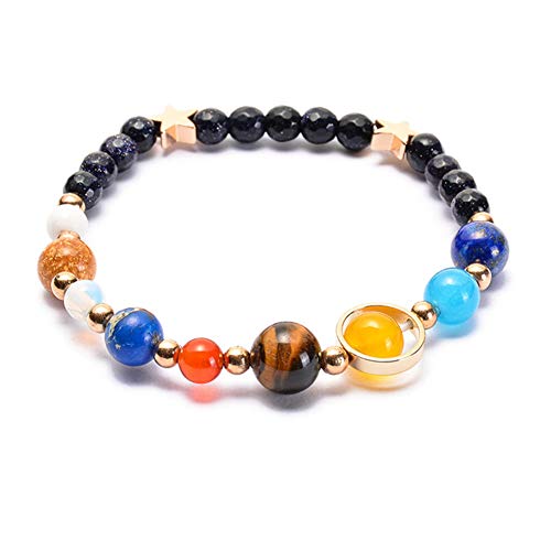 Solar System Bracelet the Eight Planets Guardian Star Earth Space Universe Galaxy Gemstone Beads Bracelet