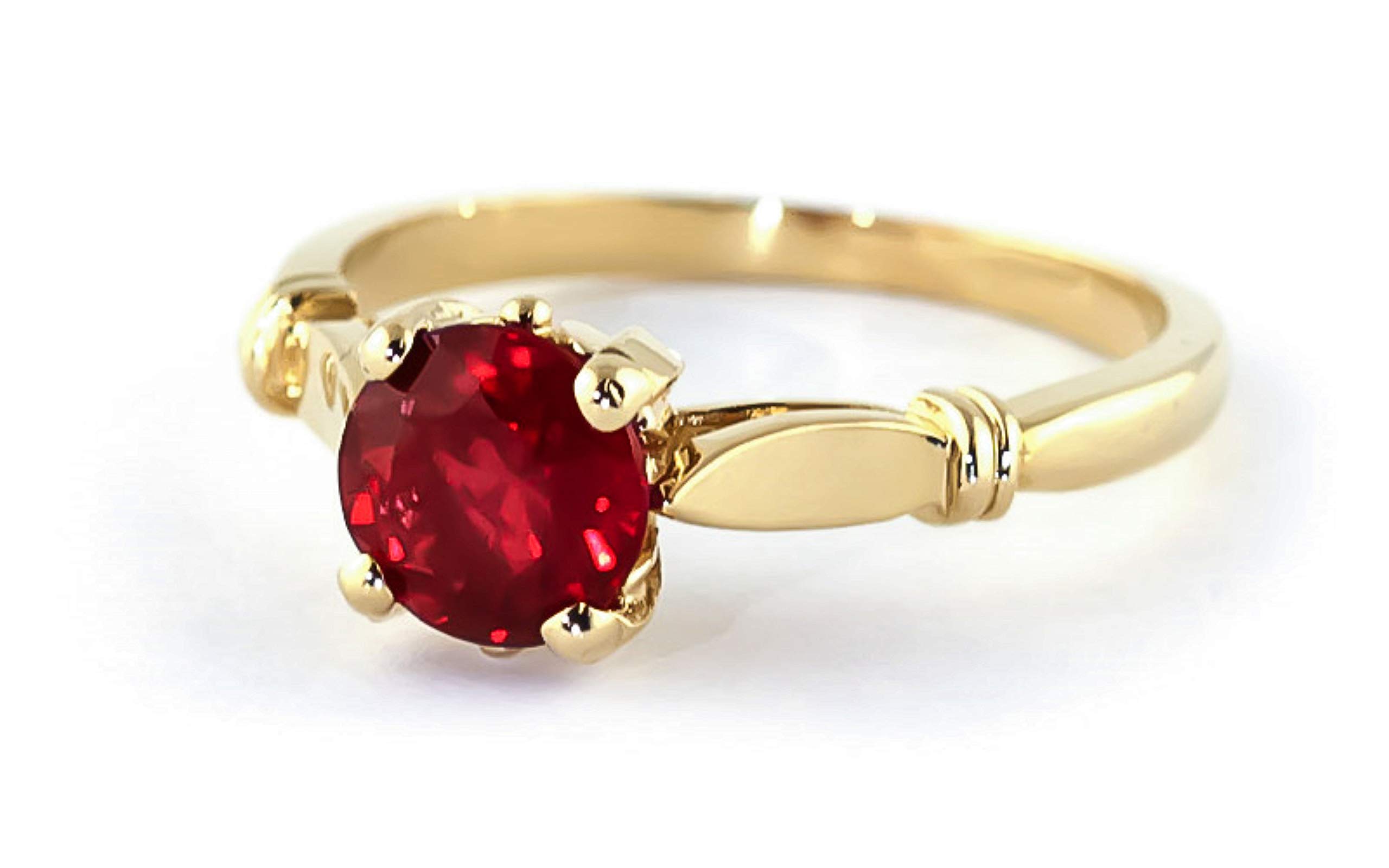 Galaxy Gold GG 14k Solid Yellow Gold Solitaire 2 ct Ruby Ring - Size 8