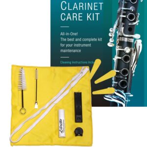 Libretto Clarinet All-Inclusive Care Kit: Mouthpiece Brush + Dust Brush + Microfiber Cleaning Cloth + Thumb Rest + Premium Cork Grease, Microfiber Pad Dryers x 3, Time to Clean Your Clarinet!