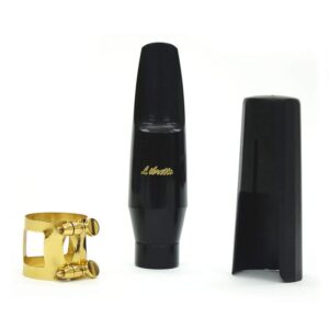 Libretto Baritone Saxophone Mouthpiece Kit, Giftable Standard Mouthpiece Set: ABS 4C Mouthpiece, Plastic Cap, Gold Lacquered Ligature. Finely Designed for Beginner and Intermediate