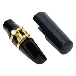 Libretto Baritone Saxophone Mouthpiece Kit, Giftable Standard Mouthpiece Set: ABS 4C Mouthpiece, Plastic Cap, Gold Lacquered Ligature. Finely Designed for Beginner and Intermediate