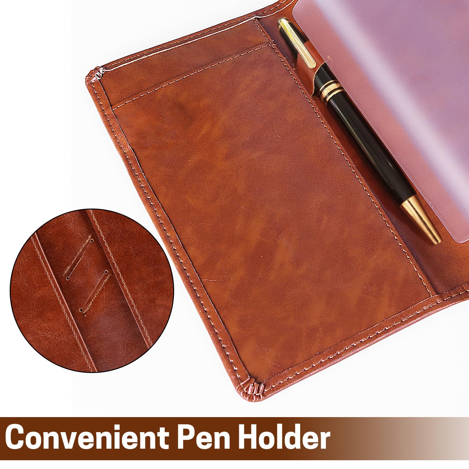 Aurya Leather Checkbook Cover Holder with Free Divider Right Handed with Middle Pen Design Checkbook Cover Case for Women/Men