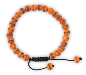 hands of tibet tibetan prayer mala embedded medicine bracelet yoga healing beads adjustable wrist mala for meditation many color choices (orange)