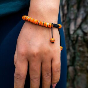 Hands Of Tibet Tibetan Prayer Mala Embedded Medicine Bracelet Yoga Healing Beads Adjustable Wrist Mala For Meditation Many Color Choices (Orange)